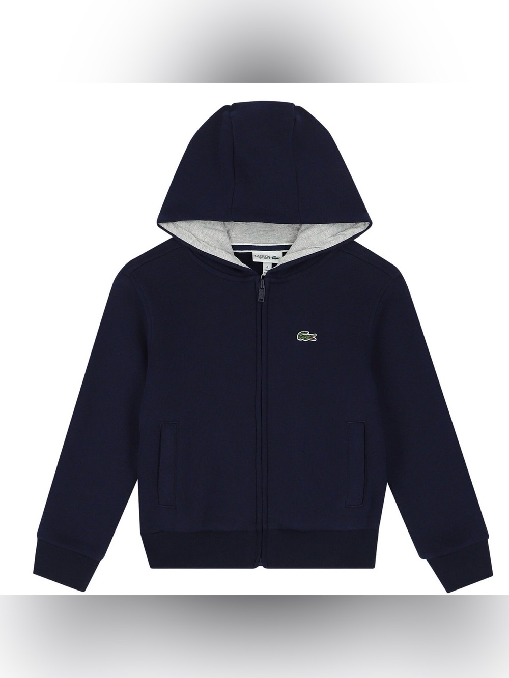 LACOSTE Boys Navy Logo Zip Up Hoodie (Size: 4)